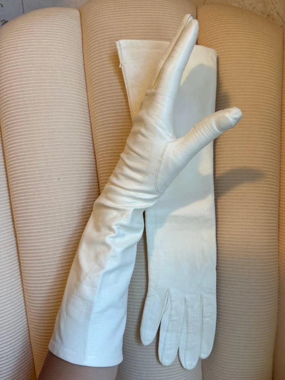 Vintage Jacobson's White Italian Kidskin Leather Opera Gloves - Size 6.5